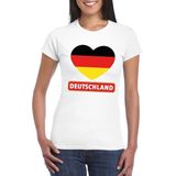 T-shirt wit Duitsland vlag in hart wit dames - Feestshirts