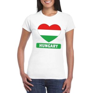 Hongarije hart vlag t-shirt wit dames