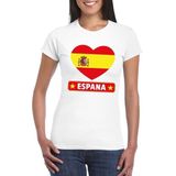 Spanje t-shirt met Spaanse vlag in hart wit dames