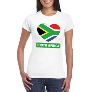 T-shirt wit Zuid Afrika vlag in hart wit dames - Feestshirts