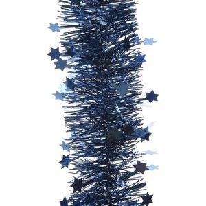 Kerstslinger - sterren - donkerblauw - 270 x 10 cm - lametta/folie - kerstboomslinger - Kerstslingers