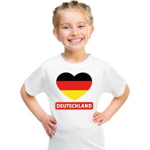 Duitsland kinder t-shirt met Duitse vlag in hart wit jongens en meisjes 110 116