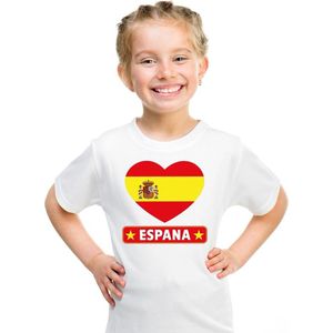 Spanje kinder t-shirt met Spaanse vlag in hart wit jongens en meisjes 110 116