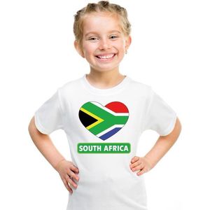 T-shirt wit Zuid Afrika vlag in hart wit kind - Feestshirts