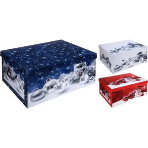 Blauwe kerstballen/kerstversiering opbergbox 49 cm