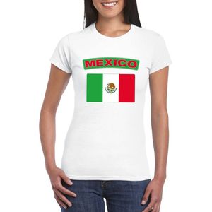 Mexico t-shirt met Mexicaanse vlag wit dames