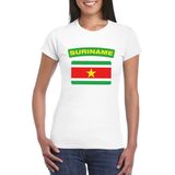 Suriname t-shirt met Surinaamse vlag wit dames