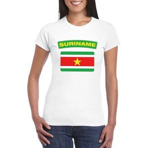Suriname t-shirt met Surinaamse vlag wit dames
