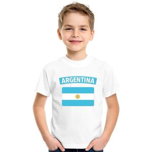 Argentinie t-shirt met Argentijnse vlag wit kinderen 158 164