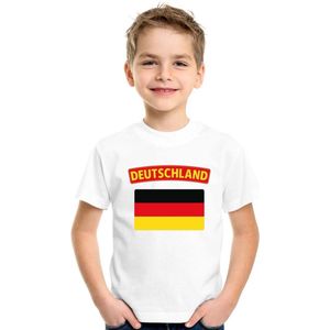 Duitsland t-shirt met Duitse vlag wit kinderen 158 164