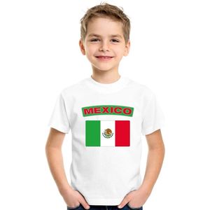 Mexico t-shirt met Mexicaanse vlag wit kinderen 110 116