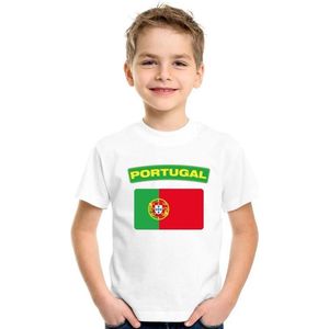 Portugal t-shirt met Portugese vlag wit kinderen