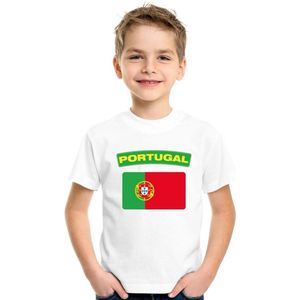 Portugal t-shirt met Portugese vlag wit kinderen 110 116
