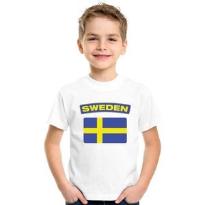 T-shirt wit Zweden vlag wit jongens en meisjes - Feestshirts