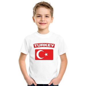 Turkije t-shirt met Turkse vlag wit kinderen 146/152