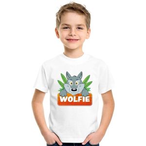 Wolfie de wolf t-shirt wit voor kinderen - unisex - wolven shirt - kinderkleding kleding 110 116
