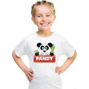 Pandy de panda t-shirt wit voor kinderen - unisex - pandabeer shirt - kinderkleding kleding 122 128