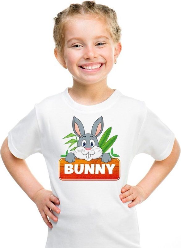 Bunny - T-shirt - Wit - Katoen - Unisex Kinderkleding