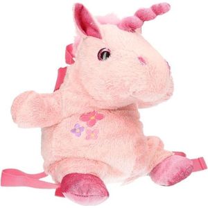 Roze unicorn rugzak van super zachte pluche 33 x 18 cm