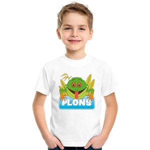 Plons de kikker t-shirt wit voor kinderen - unisex - kikkers shirt - kinderkleding kleding 110 116