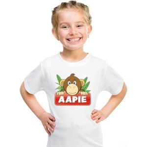 Aapie het aapje t-shirt wit voor kinderen - unisex - apen shirt - kinderkleding kleding 110 116