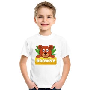 Browny de beer t-shirt wit voor kinderen - unisex - beren shirt - kinderkleding kleding 110 116