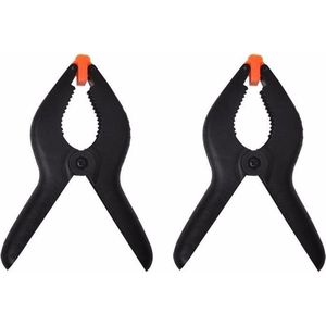 Proplus zeilklemmen/lijm klem - set 8x stuks - zwart - 15 cm - kunststof - marktkraam/dekzeil/DHZ