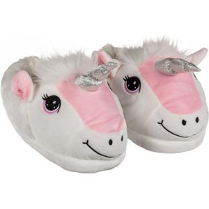 Eenhoorn - Sloffen - Wit / Roze - Dieren Pantoffels - Unisex