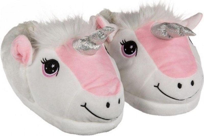 Eenhoorn - Sloffen - Wit / Roze - Dieren Pantoffels - Unisex