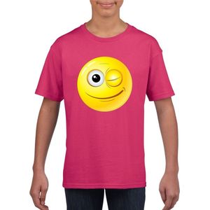 emoticon emoticon t-shirt knipoog roze kinderen 110 116