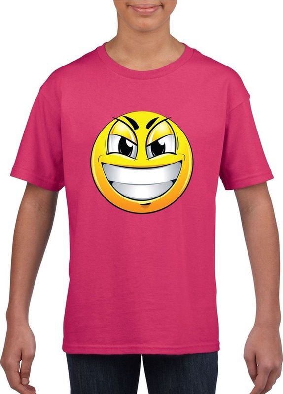 emoticon emoticon t-shirt ondeugend roze kinderen 122 128
