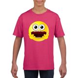 emoticon emoticon t-shirt geschrokken roze kinderen 110 116