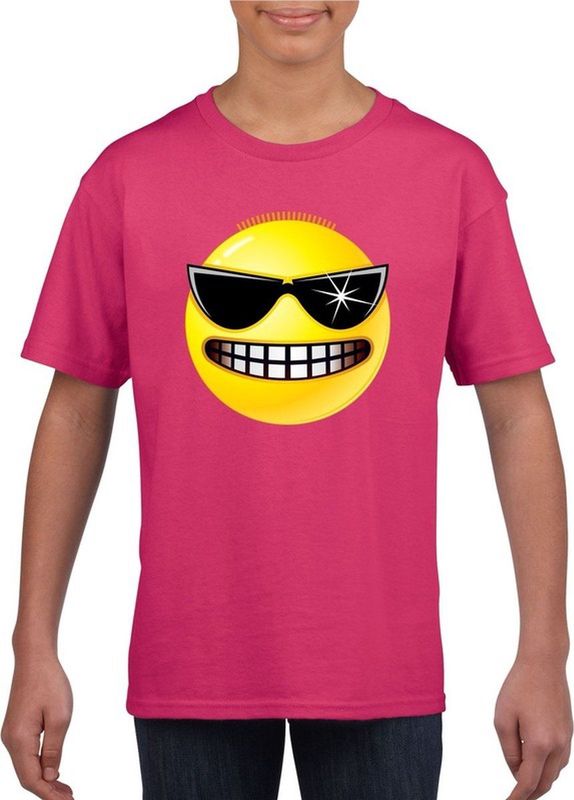emoticon emoticon t-shirt stoer roze kinderen 110 116