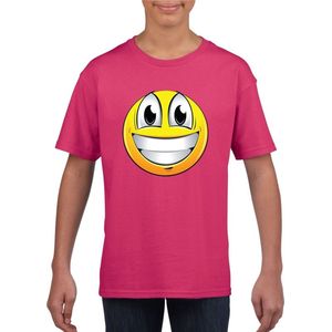emoticon emoticon t-shirt super vrolijk roze kinderen 110 116