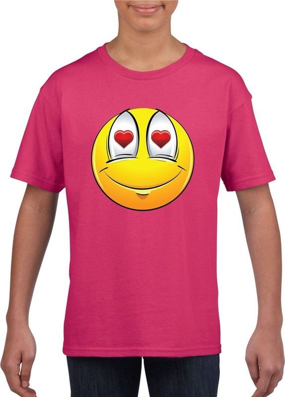 emoticon emoticon t-shirt verliefd roze kinderen 110 116