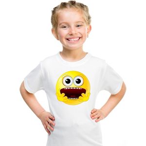 emoticon/ emoticon t-shirt geschrokken wit kinderen 146/152