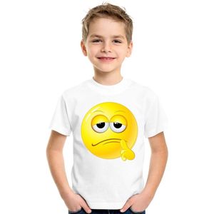 emoticon emoticon t-shirt bedenkelijk wit kinderen 110 116
