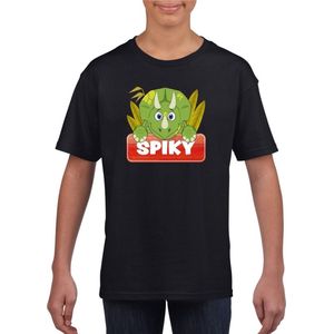 Dieren shirt zwart Spiky de dinosaurus voor kinderen - T-shirts