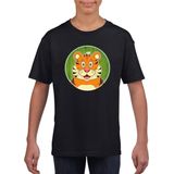 Kinder t-shirt zwart met vrolijke tijger print - tijgers shirt - kinderkleding kleding 110 116