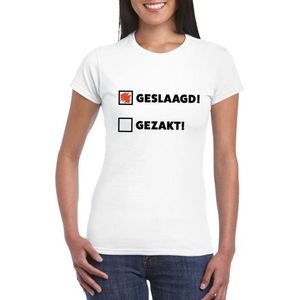 Geslaagd/ gezakt t-shirt wit dames - Feestshirts