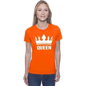 Bellatio Decorations Koningsdag t-shirt voor dames - Queen - oranje - feestkleding