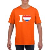 Oranje I love Holland supporter shirt kinderen - Oranje Koningsdag/ Holland supporter kleding