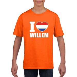 Oranje I love Willem shirt kinderen - Oranje Koningsdag Holland supporter kleding 110 116
