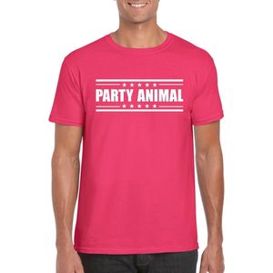 Party animal t-shirt fuchsia roze heren