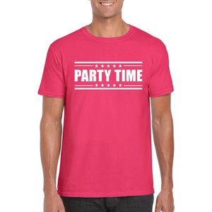 Party time t-shirt fuchsia roze heren