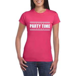 Fuschsia roze t-shirt dames met tekst Party chick