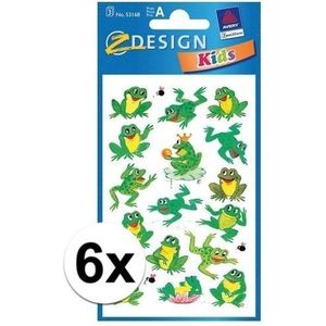 Groene kikker stickertjes 6 vellen