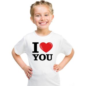 Wit I love You t-shirt kinderen 110 116