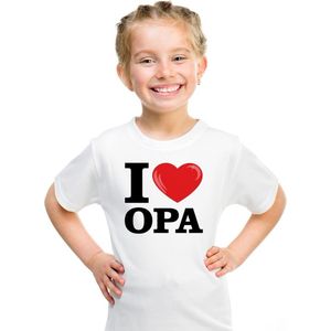 Wit I love Opa t-shirt kinderen 110 116