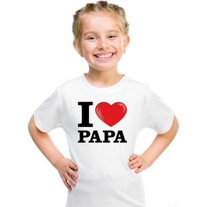Wit I love Papa t-shirt kinderen 110 116